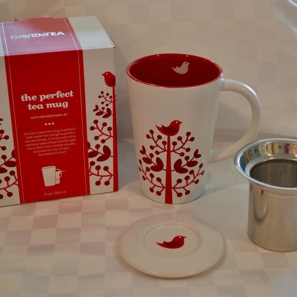 David's Tea "The Perfect Tea Mug" 12oz Red Bird